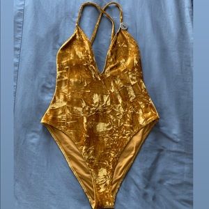 NEW Gold Velvet One Piece Swimsuit